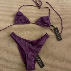 triangl vinca violet sparkle top & mica cheeky bottoms